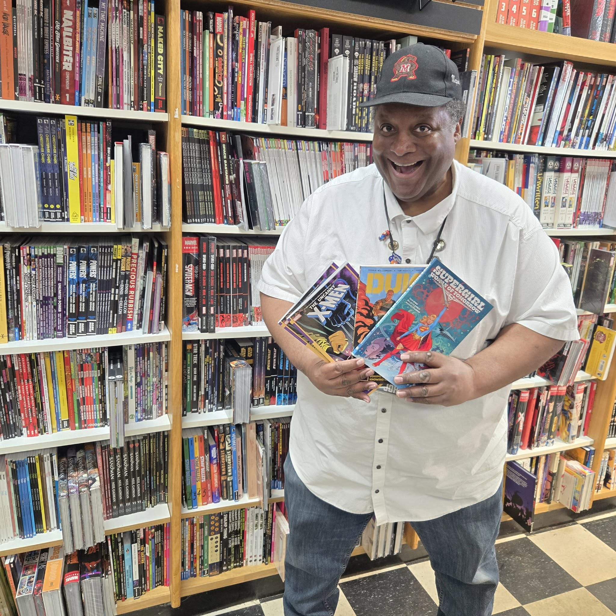 John Staton at the comic shop